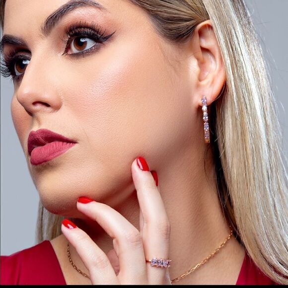 ZIRCONIA SHIPS  CUT SHAPE RING + ROSÉ GOLD PLATED size 8 - Picture 2 of 7